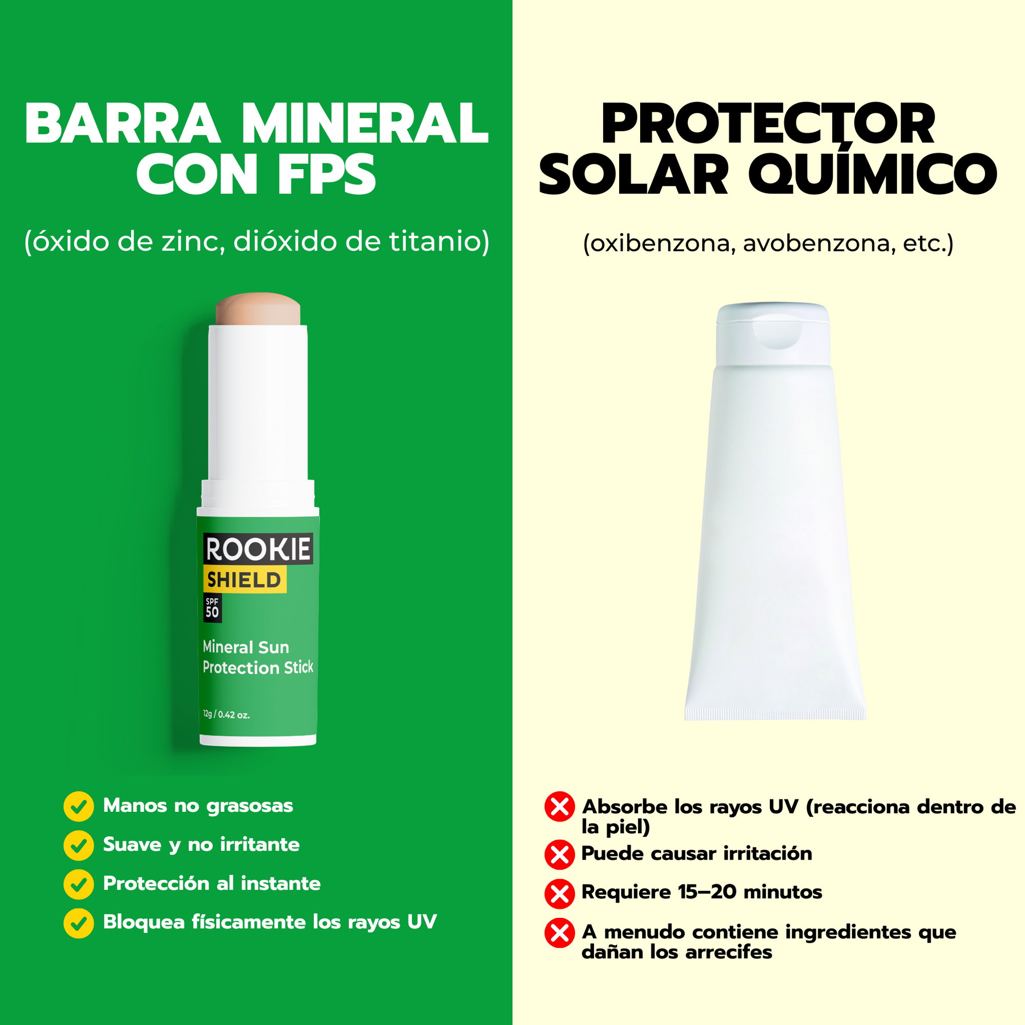 Barra de protección solar mineral FPS 50 (con color)